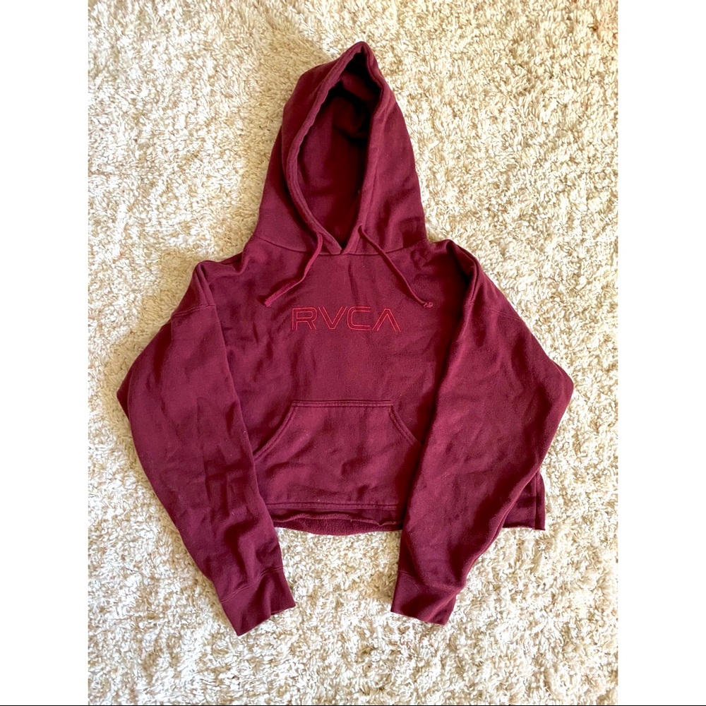 RVCA Cropped Maroon Hoodie